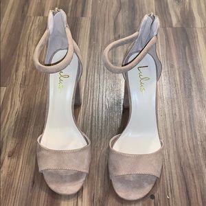 Nude ankle strap heels